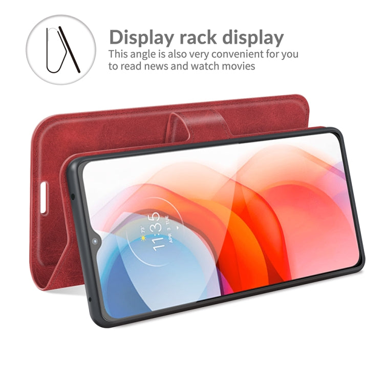 Retro Calf Pattern Buckle Card Wallet Left and Right Flip Phone Holster with Bracket Function For Motorola G Play 2021