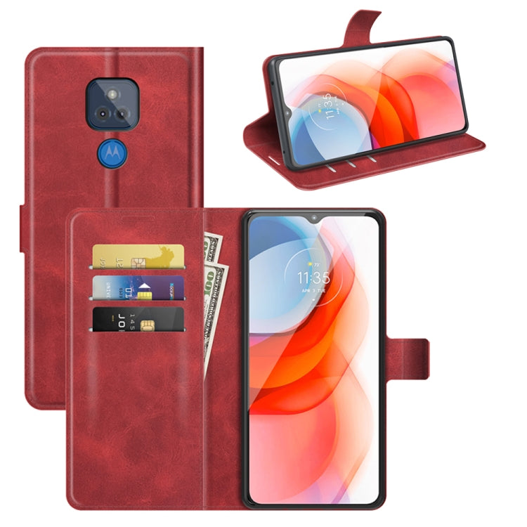 Retro Calf Pattern Buckle Card Wallet Left and Right Flip Phone Holster with Bracket Function For Motorola G Play 2021