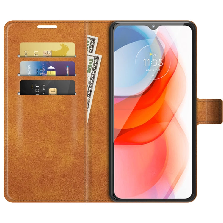 Retro Calf Pattern Buckle Card Wallet Left and Right Flip Phone Holster with Bracket Function For Motorola G Play 2021