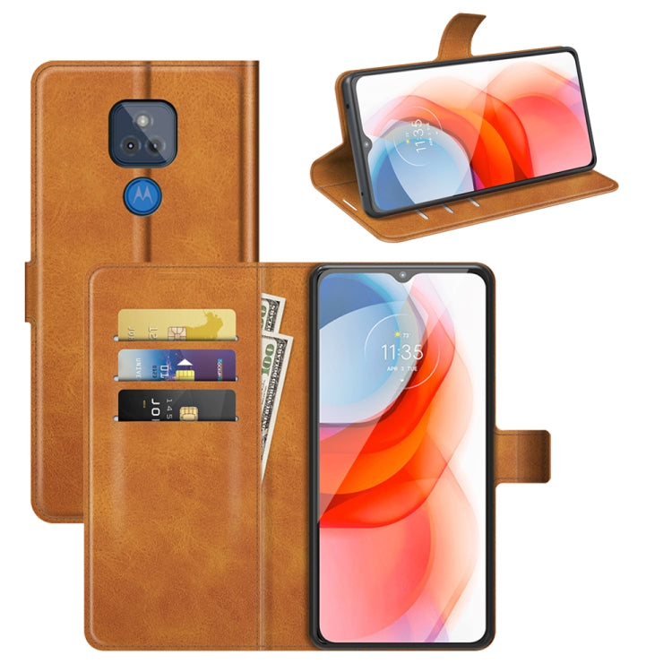 Retro Calf Pattern Buckle Card Wallet Left and Right Flip Phone Holster with Bracket Function For Motorola G Play 2021