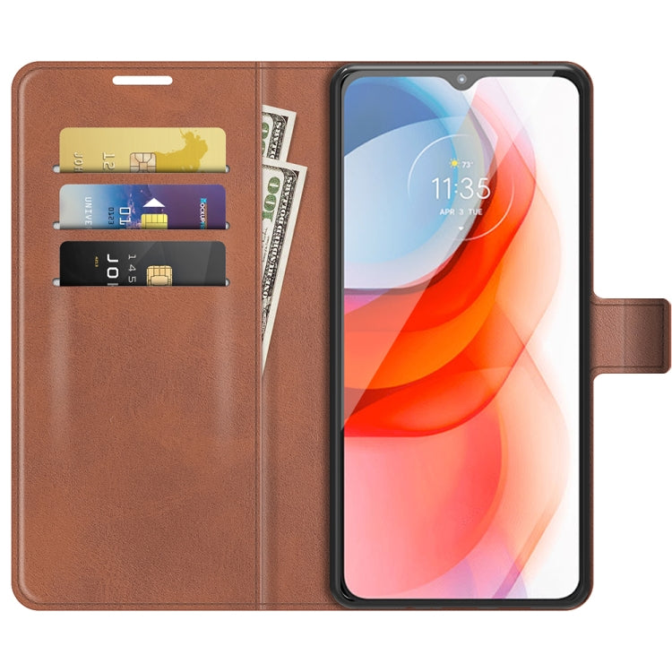 Retro Calf Pattern Buckle Card Wallet Left and Right Flip Phone Holster with Bracket Function For Motorola G Play 2021