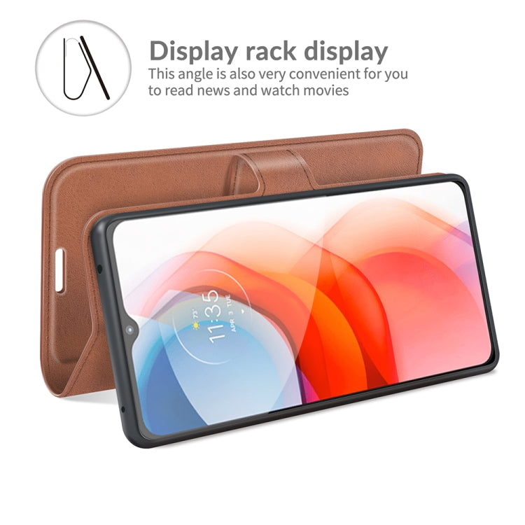 Retro Calf Pattern Buckle Card Wallet Left and Right Flip Phone Holster with Bracket Function For Motorola G Play 2021