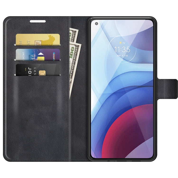 Retro Calf Pattern Buckle Card Wallet Left and Right Flip Phone Holster with Bracket Function For Motorola G Power 2021