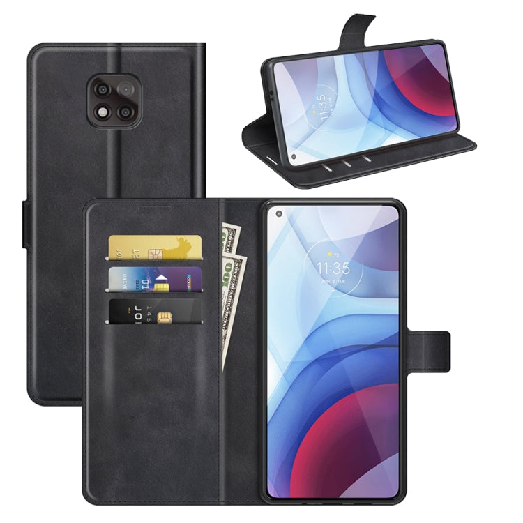 Retro Calf Pattern Buckle Card Wallet Left and Right Flip Phone Holster with Bracket Function For Motorola G Power 2021