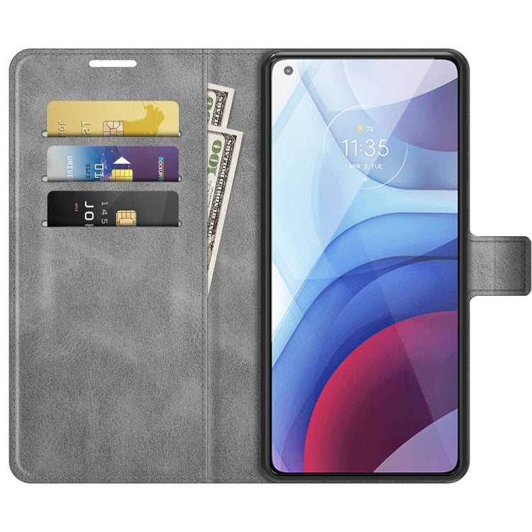 Retro Calf Pattern Buckle Card Wallet Left and Right Flip Phone Holster with Bracket Function For Motorola G Power 2021