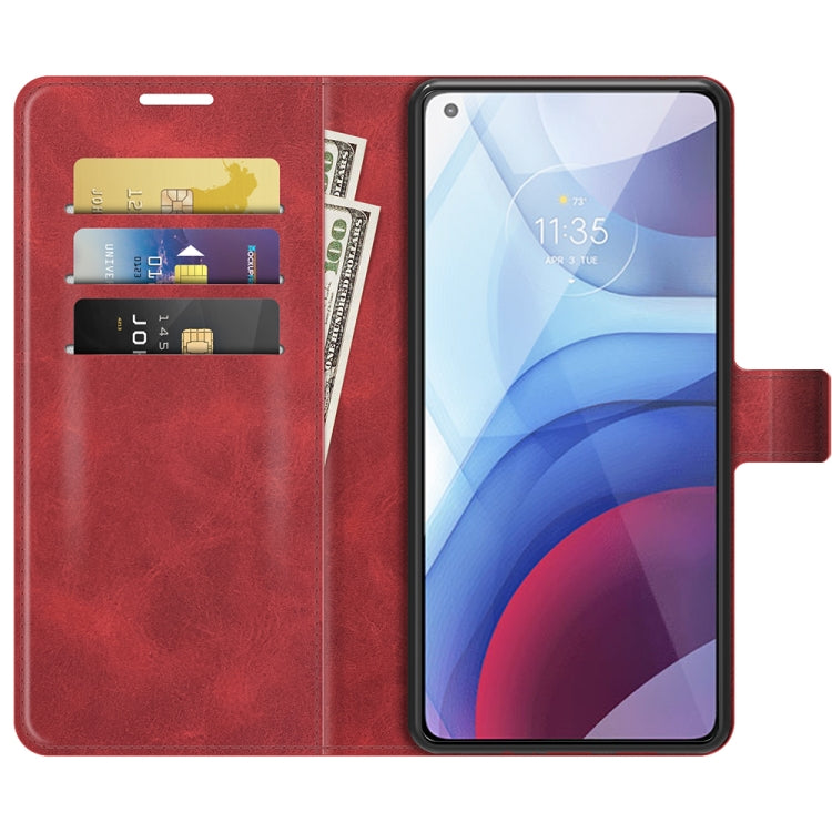 Retro Calf Pattern Buckle Card Wallet Left and Right Flip Phone Holster with Bracket Function For Motorola G Power 2021