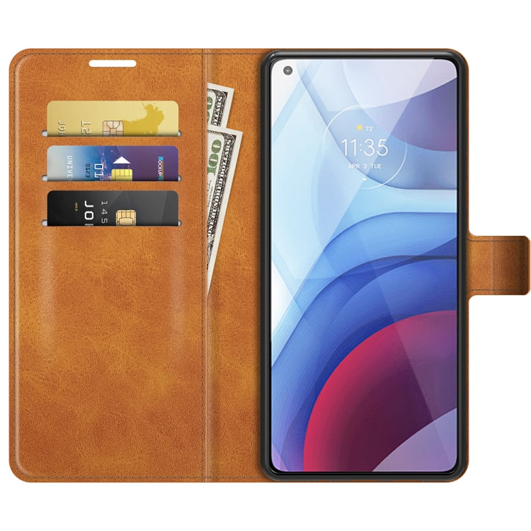 Retro Calf Pattern Buckle Card Wallet Left and Right Flip Phone Holster with Bracket Function For Motorola G Power 2021