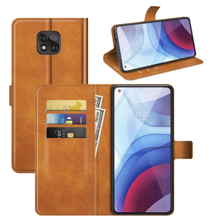 Retro Calf Pattern Buckle Card Wallet Left and Right Flip Phone Holster with Bracket Function For Motorola G Power 2021