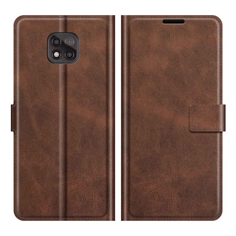 Retro Calf Pattern Buckle Card Wallet Left and Right Flip Phone Holster with Bracket Function For Motorola G Power 2021