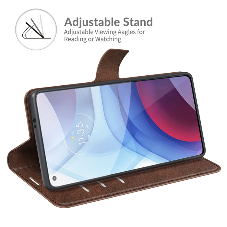 Retro Calf Pattern Buckle Card Wallet Left and Right Flip Phone Holster with Bracket Function For Motorola G Power 2021