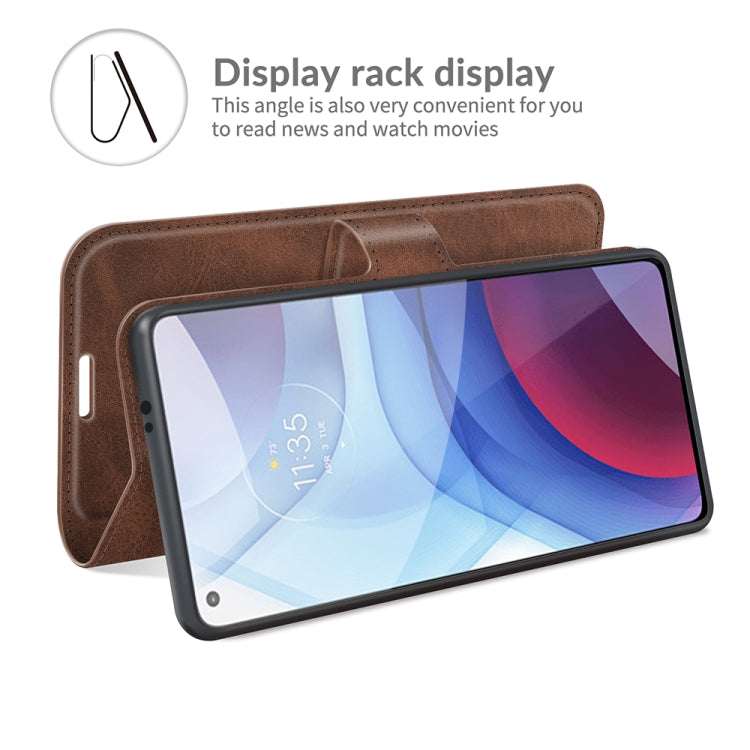 Retro Calf Pattern Buckle Card Wallet Left and Right Flip Phone Holster with Bracket Function For Motorola G Power 2021