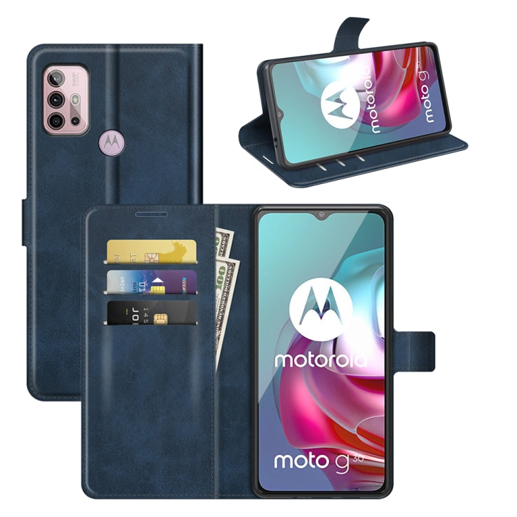 Retro Calf Pattern Buckle Card Wallet Left and Right Flip Phone Holster with Bracket Function For Motorola G30 / G10