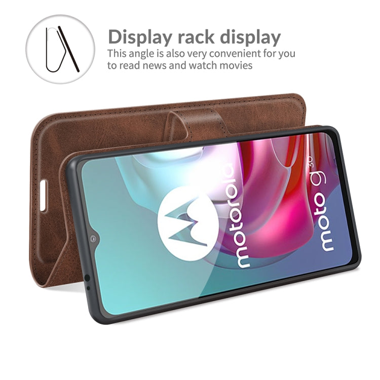 Retro Calf Pattern Buckle Card Wallet Left and Right Flip Phone Holster with Bracket Function For Motorola G30 / G10