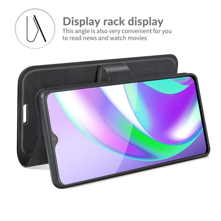 Retro Calf Pattern Buckle Card Wallet Left and Right Flip Phone Holster with Bracket Function For OPPO Realme C12