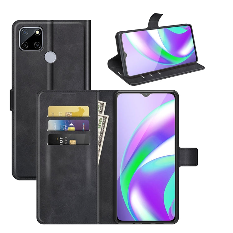 Retro Calf Pattern Buckle Card Wallet Left and Right Flip Phone Holster with Bracket Function For OPPO Realme C12