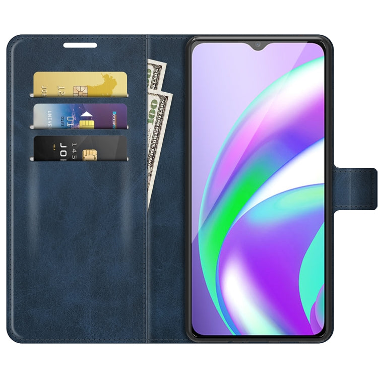 Retro Calf Pattern Buckle Card Wallet Left and Right Flip Phone Holster with Bracket Function For OPPO Realme C12