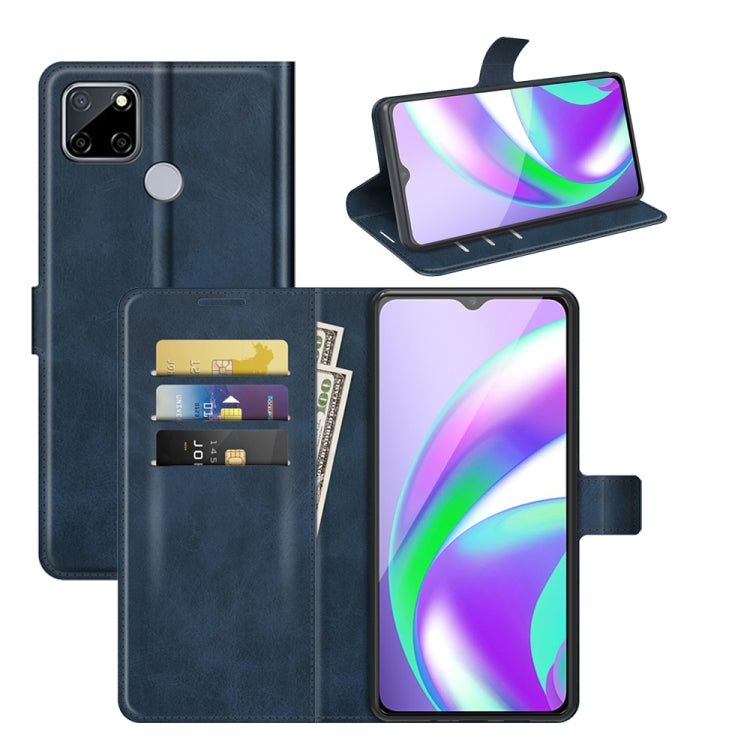 Retro Calf Pattern Buckle Card Wallet Left and Right Flip Phone Holster with Bracket Function For OPPO Realme C12