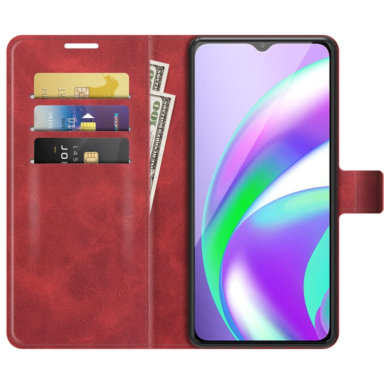 Retro Calf Pattern Buckle Card Wallet Left and Right Flip Phone Holster with Bracket Function For OPPO Realme C12