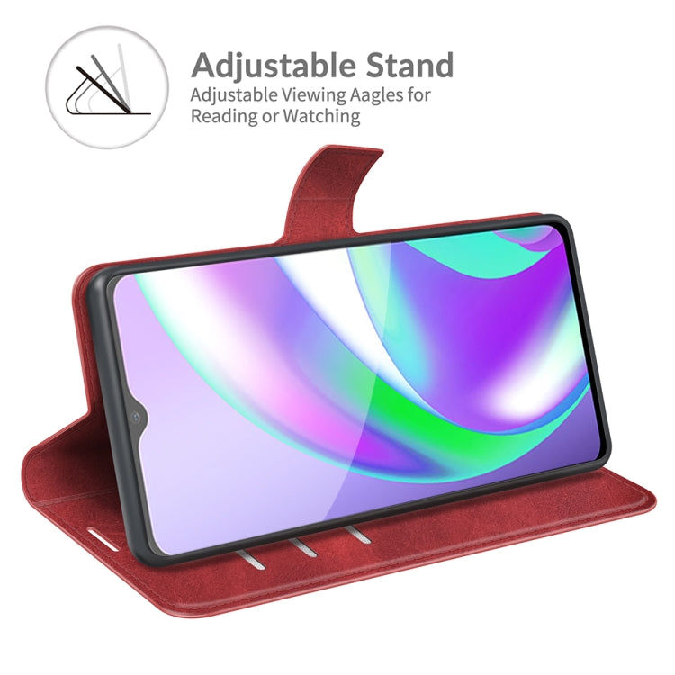 Retro Calf Pattern Buckle Card Wallet Left and Right Flip Phone Holster with Bracket Function For OPPO Realme C12