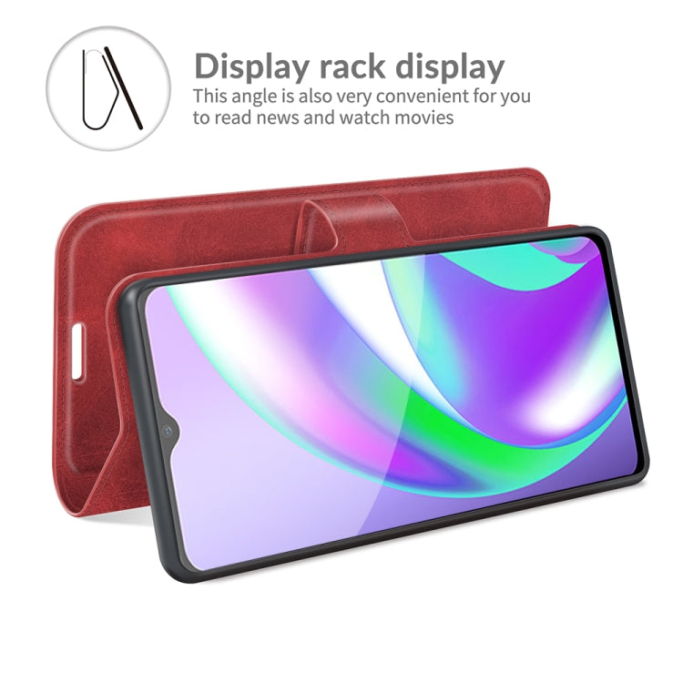 Retro Calf Pattern Buckle Card Wallet Left and Right Flip Phone Holster with Bracket Function For OPPO Realme C12