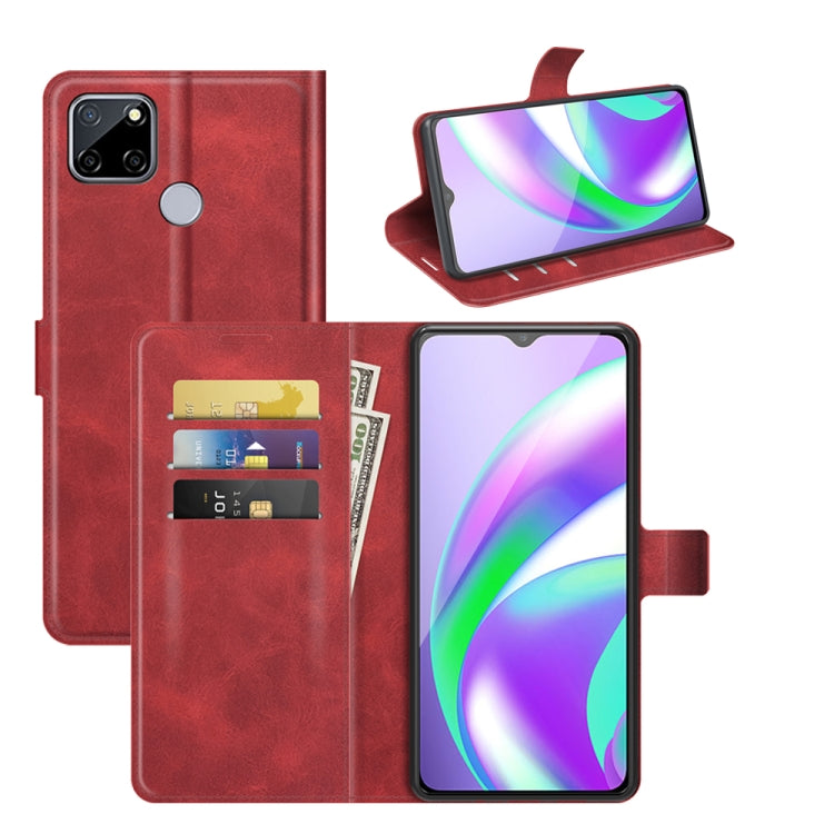 Retro Calf Pattern Buckle Card Wallet Left and Right Flip Phone Holster with Bracket Function For OPPO Realme C12