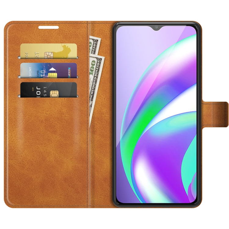 Retro Calf Pattern Buckle Card Wallet Left and Right Flip Phone Holster with Bracket Function For OPPO Realme C12