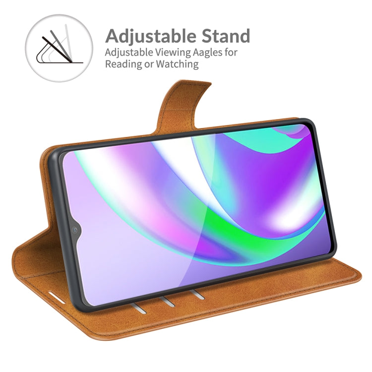 Retro Calf Pattern Buckle Card Wallet Left and Right Flip Phone Holster with Bracket Function For OPPO Realme C12