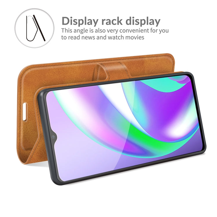 Retro Calf Pattern Buckle Card Wallet Left and Right Flip Phone Holster with Bracket Function For OPPO Realme C12