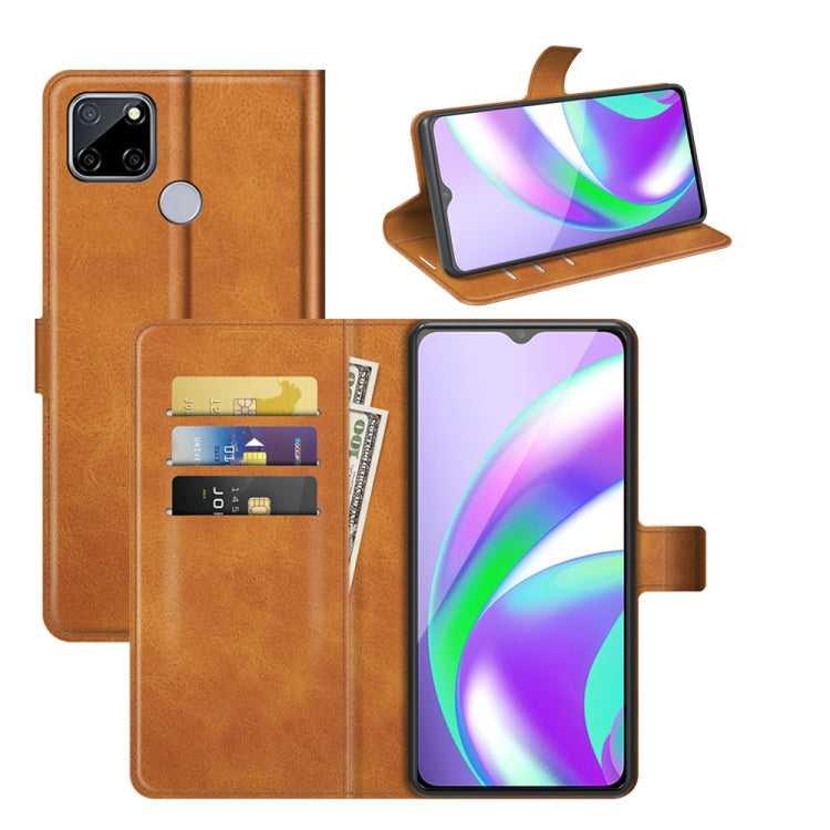 Retro Calf Pattern Buckle Card Wallet Left and Right Flip Phone Holster with Bracket Function For OPPO Realme C12