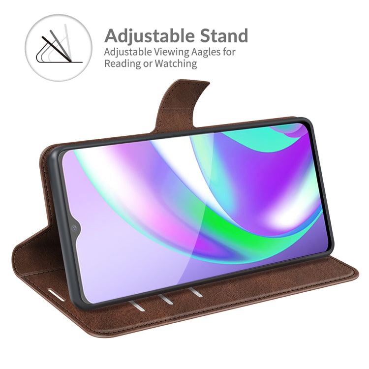 Retro Calf Pattern Buckle Card Wallet Left and Right Flip Phone Holster with Bracket Function For OPPO Realme C12