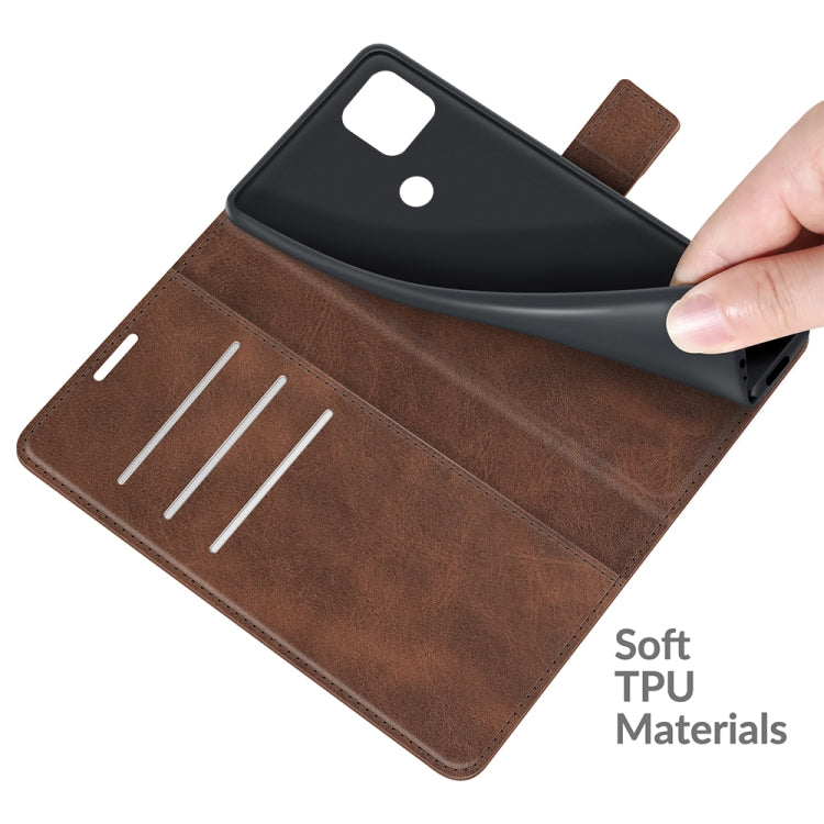 Retro Calf Pattern Buckle Card Wallet Left and Right Flip Phone Holster with Bracket Function For OPPO Realme C12