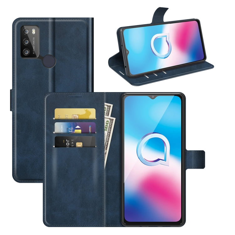 Retro Calf Pattern Buckle Card Wallet Left and Right Flip Phone Holster with Bracket Function For Alcatel 1S 2021 /3L 2021