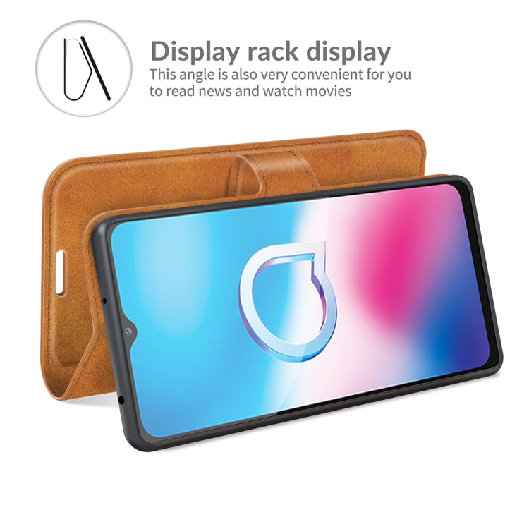 Retro Calf Pattern Buckle Card Wallet Left and Right Flip Phone Holster with Bracket Function For Alcatel 1S 2021 /3L 2021