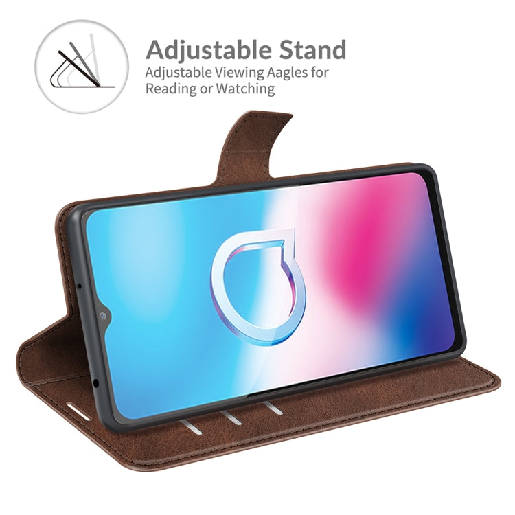 Retro Calf Pattern Buckle Card Wallet Left and Right Flip Phone Holster with Bracket Function For Alcatel 1S 2021 /3L 2021