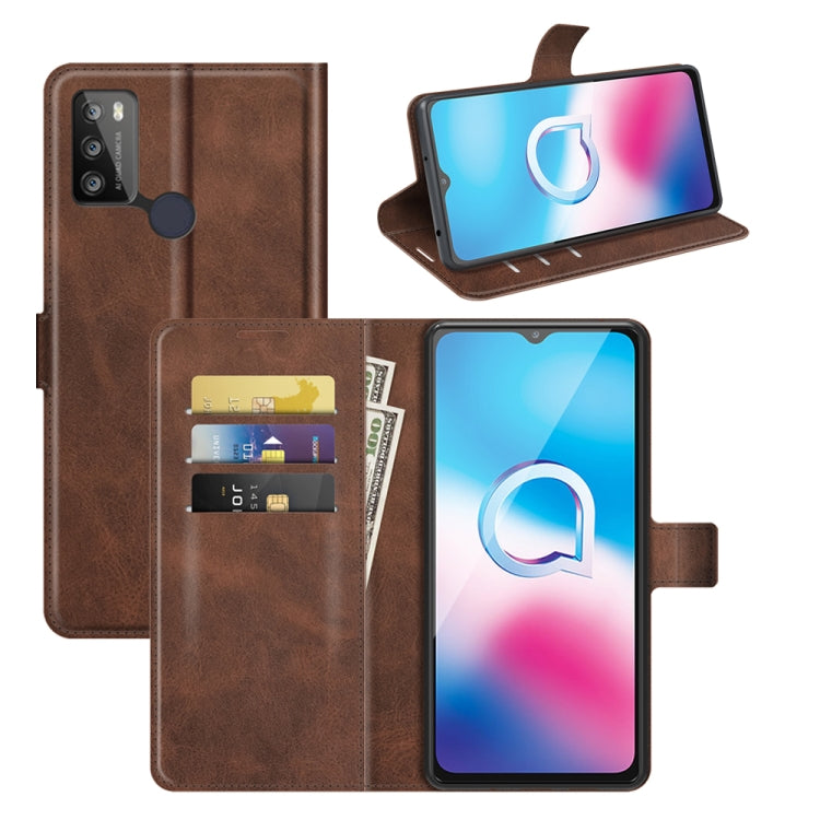 Retro Calf Pattern Buckle Card Wallet Left and Right Flip Phone Holster with Bracket Function For Alcatel 1S 2021 /3L 2021