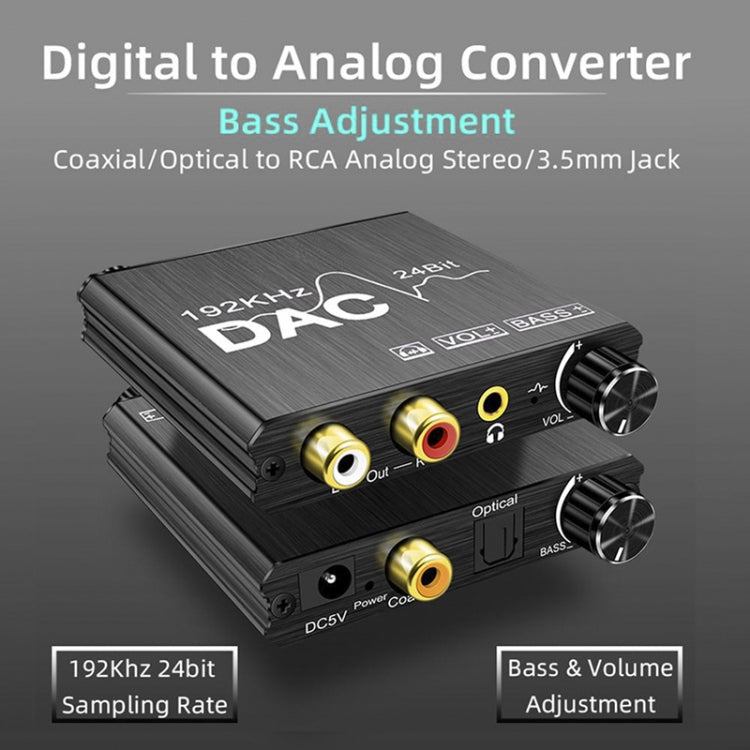 Digital To Analog Audio Converter Stereo Extractor DAC Amplifier Optical SPDIF 192Khz 24Bit