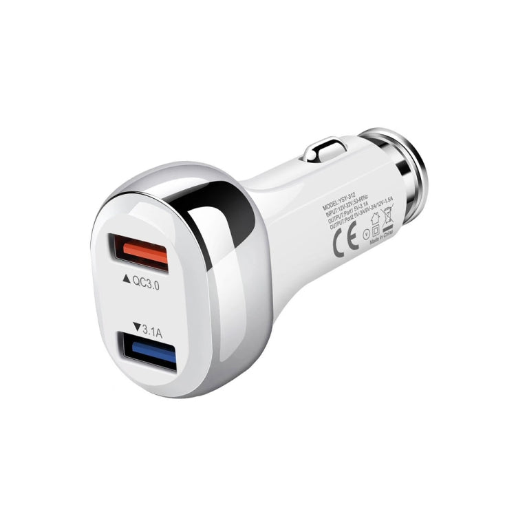 YSY-312 2 in 1 18W Portable QC3.0 Dual USB Car Charger + 1m 3A USB to Micro USB Data Cable Set