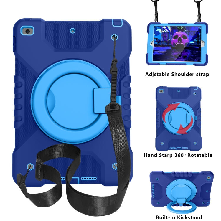 For iPad 10.2 2021 / 2020 / 2019 PC + Silicone Shockproof Combination Case with 360 Degree Rotating Holder & Handle & Shoulder Strap