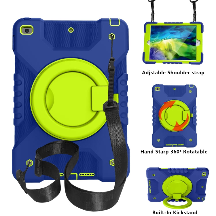 For iPad 10.2 2021 / 2020 / 2019 PC + Silicone Shockproof Combination Case with 360 Degree Rotating Holder & Handle & Shoulder Strap