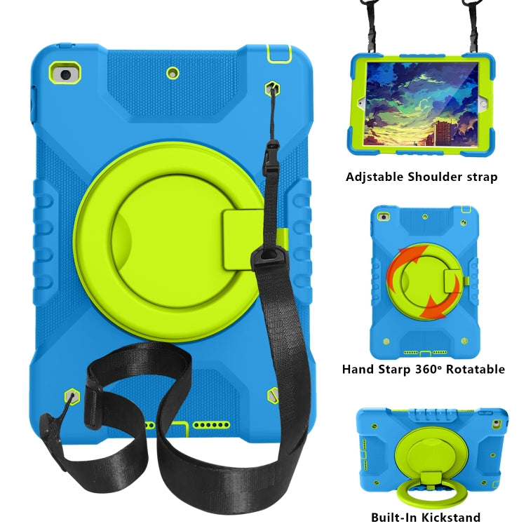 For iPad 10.2 2021 / 2020 / 2019 PC + Silicone Shockproof Combination Case with 360 Degree Rotating Holder & Handle & Shoulder Strap