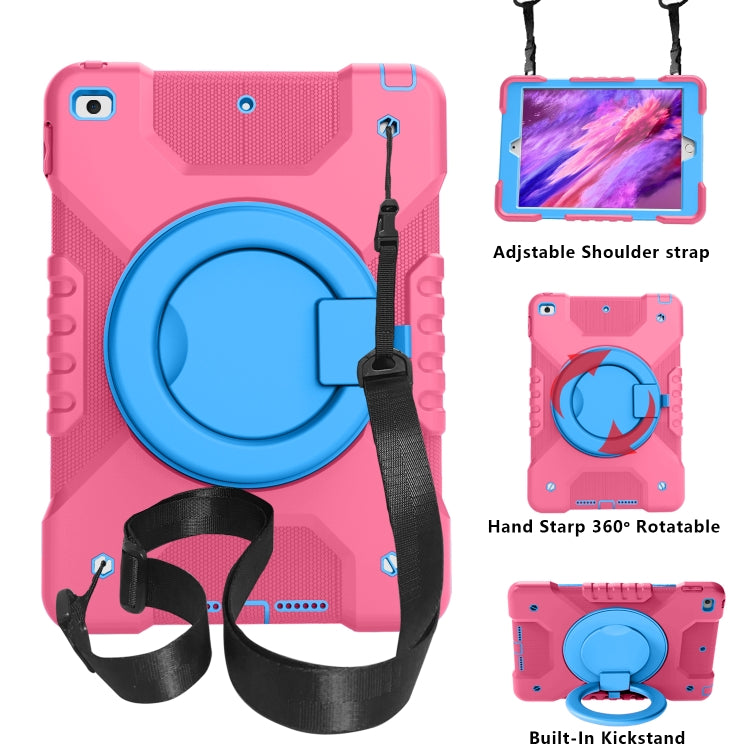 For iPad 10.2 2021 / 2020 / 2019 PC + Silicone Shockproof Combination Case with 360 Degree Rotating Holder & Handle & Shoulder Strap
