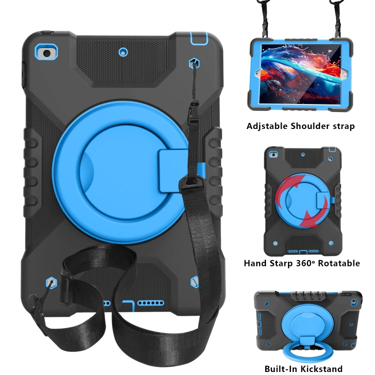 For iPad 10.2 2021 / 2020 / 2019 PC + Silicone Shockproof Combination Case with 360 Degree Rotating Holder & Handle & Shoulder Strap