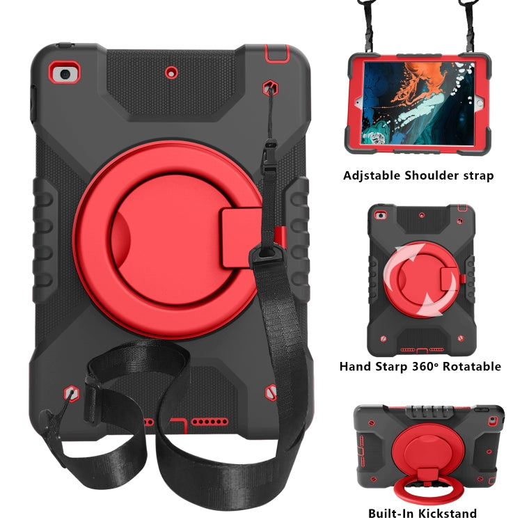 For iPad 10.2 2021 / 2020 / 2019 PC + Silicone Shockproof Combination Case with 360 Degree Rotating Holder & Handle & Shoulder Strap