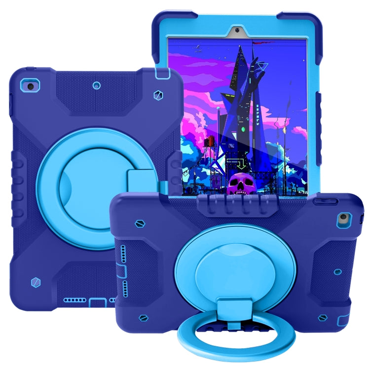 For iPad 10.2 2021 / 2020 / 2019 PC + Silicone Shockproof Combination Case with 360 Degree Rotating Holder & Handle & Shoulder Strap