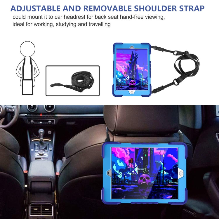 For iPad 10.2 2021 / 2020 / 2019 PC + Silicone Shockproof Combination Case with 360 Degree Rotating Holder & Handle & Shoulder Strap