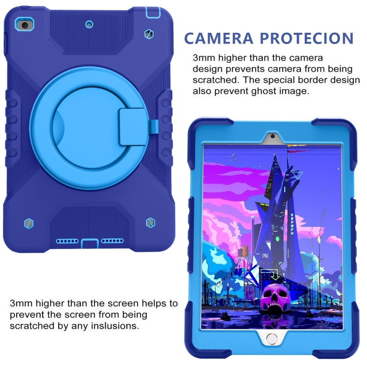For iPad 10.2 2021 / 2020 / 2019 PC + Silicone Shockproof Combination Case with 360 Degree Rotating Holder & Handle & Shoulder Strap