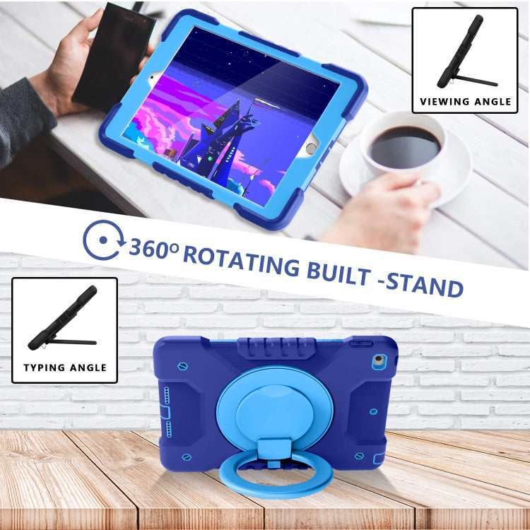 For iPad 10.2 2021 / 2020 / 2019 PC + Silicone Shockproof Combination Case with 360 Degree Rotating Holder & Handle & Shoulder Strap