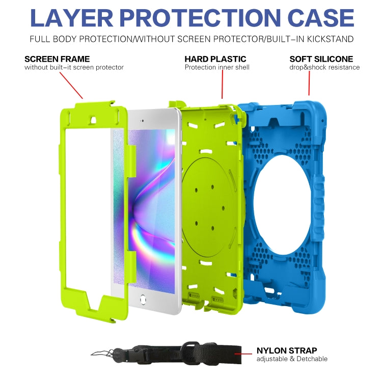 PC + Silicone Shockproof Combination Case with 360 Degree Rotating Holder & Handle & Shoulder Strap For iPad mini 5 / mini 4