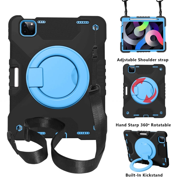 PC + Silicone Shockproof Combination Case with 360 Degree Rotating Holder & Handle & Shoulder Strap & Pen Slot For iPad Air 2022 / 2020 10.9