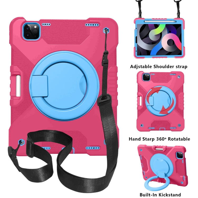 PC + Silicone Shockproof Combination Case with 360 Degree Rotating Holder & Handle & Shoulder Strap & Pen Slot For iPad Air 2022 / 2020 10.9